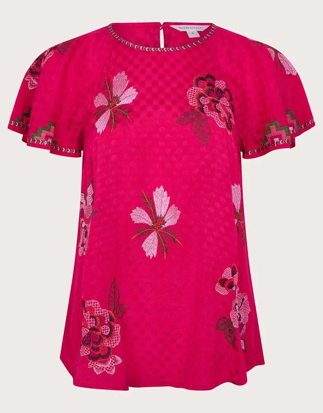 Women Everly Embroidered Blouse Pink Monsoon Tops and Blouses