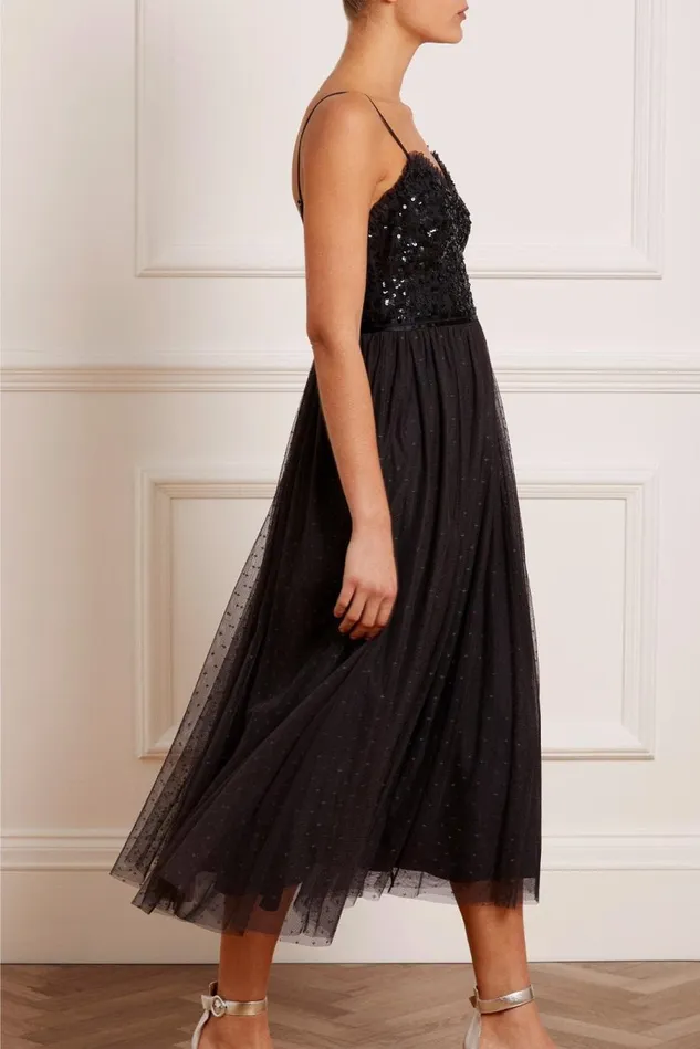 Women Exclusives Needle and Thread Tempest Bodice Cami Ballerina Dress Black