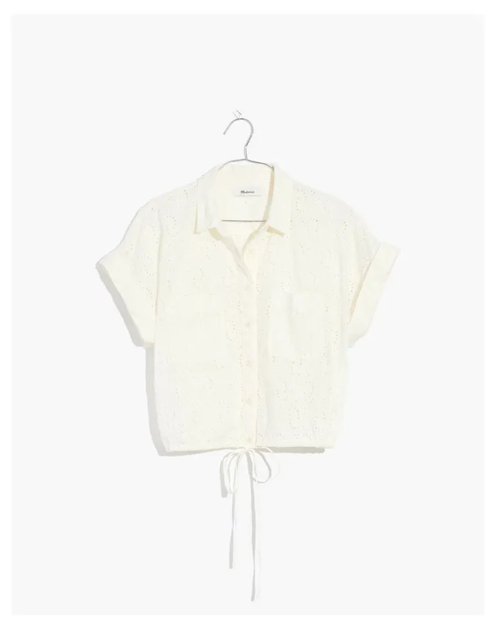 Women Eyelet Button Up Drawstring Shirt Lighthouse Madewell Tops and Shirts Women Eyelet Button Up Drawstring Shirt Lighthouse Madewell Tops and Shirts