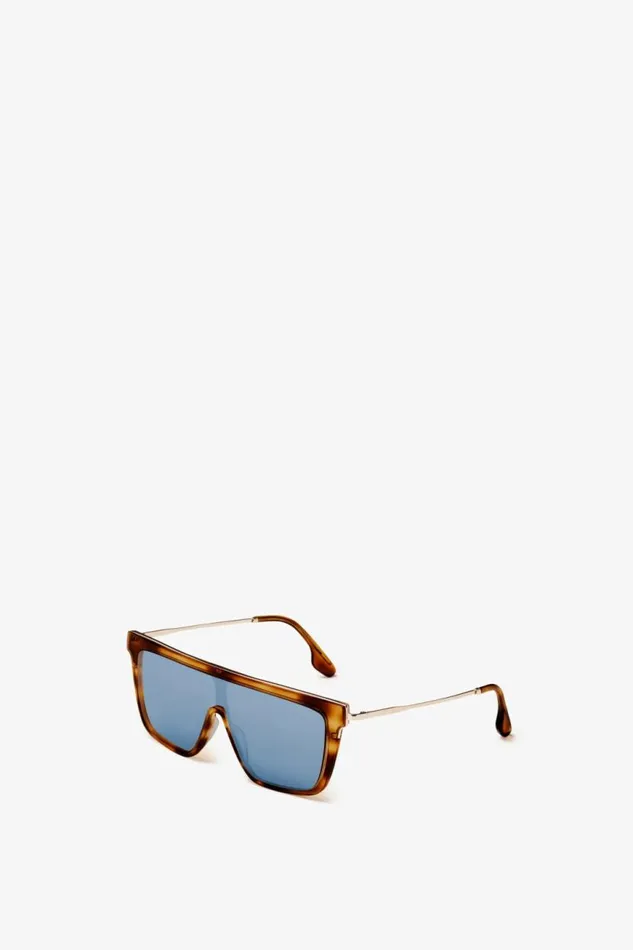 Women Eyewear Victoria Beckham Rectangular Shield Sunglasses In Tortoise