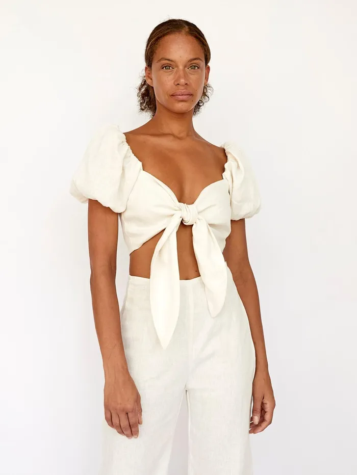 Women Faithfull The Brand 8211 Eva Top In Egg Shell The UNDONE Tops