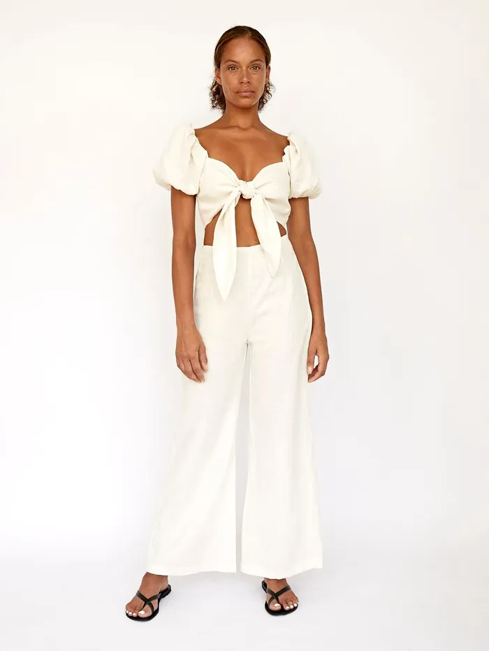 Women Faithfull The Brand 8211 Eva Top In Egg Shell The UNDONE Tops