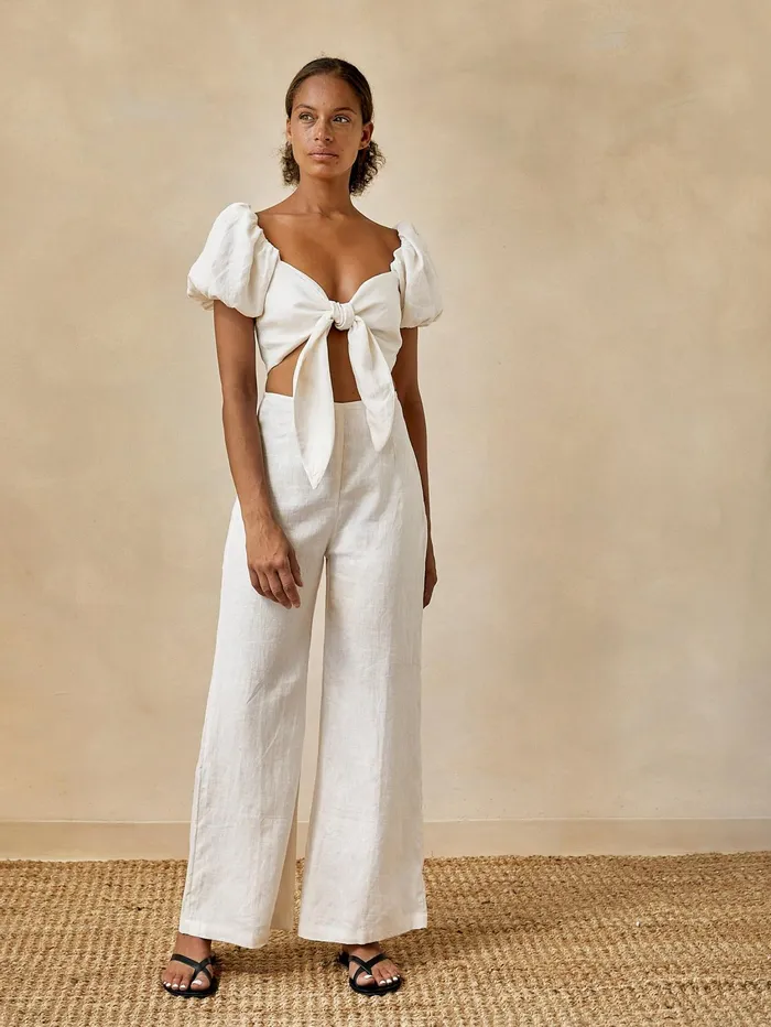 Women Faithfull The Brand 8211 Eva Top In Egg Shell The UNDONE Tops
