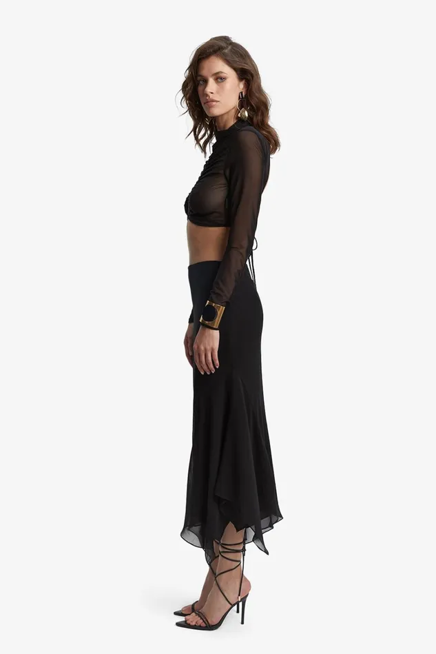 Women Fashion Tops Bardot Alectra Mesh Crop Top In Black Black Women Fashion Tops Bardot Alectra Mesh Crop Top In Black Black