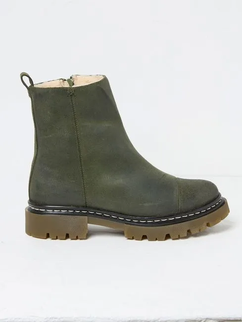 Women Fatface Boots Winslie Khaki Green Chunky Boots