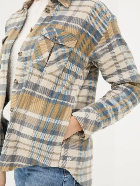 Women Fatface Coats and Jackets Allegra Cream Check Overshirt