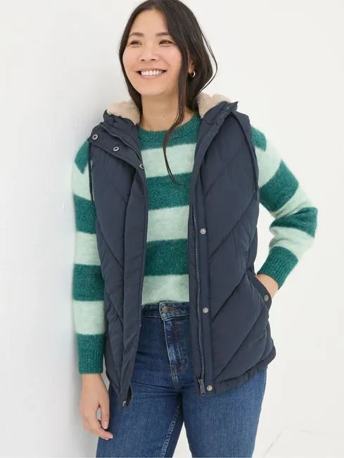 Women Fatface Coats and Jackets Gem Navy Puffer Gilet