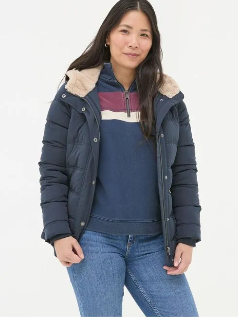 Women Fatface Coats and Jackets Lara Navy Lara Puffer Coat