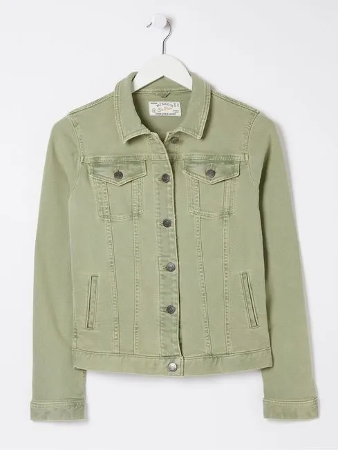 Women Fatface Coats and Jackets Tasha Light Green Denim Jacket Women Fatface Coats and Jackets Tasha Light Green Denim Jacket