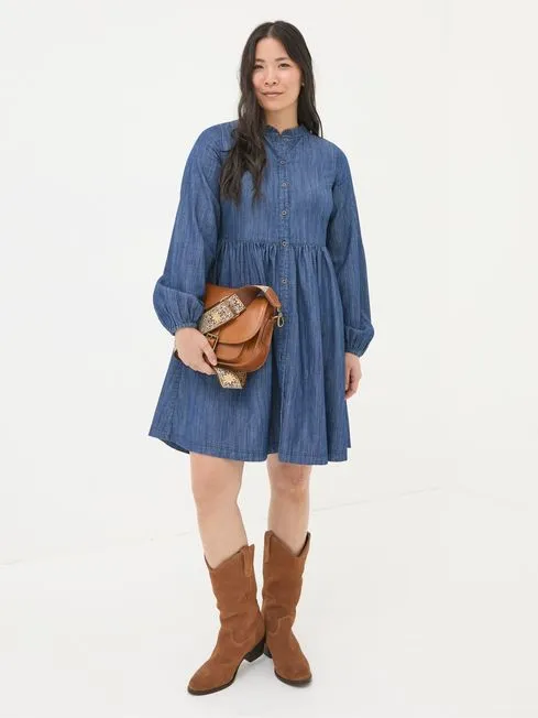 Women Fatface Dresses Corrie Blue Denim Dress
