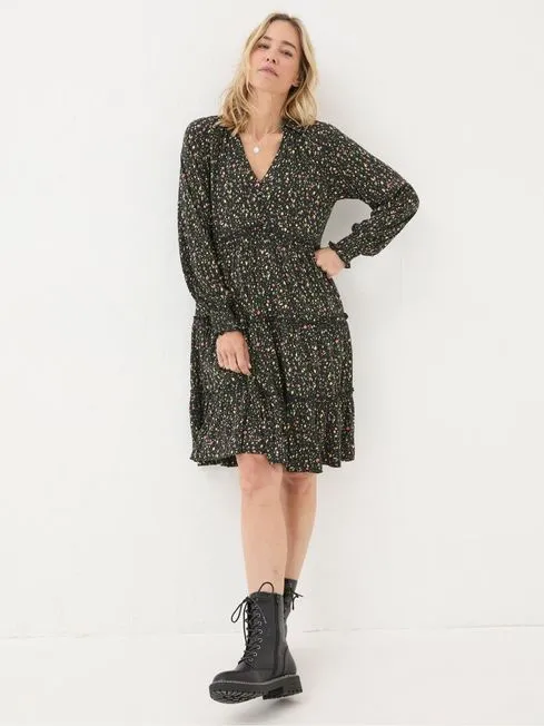 Women Fatface Dresses Ivana Black Ditsy Marks Dress