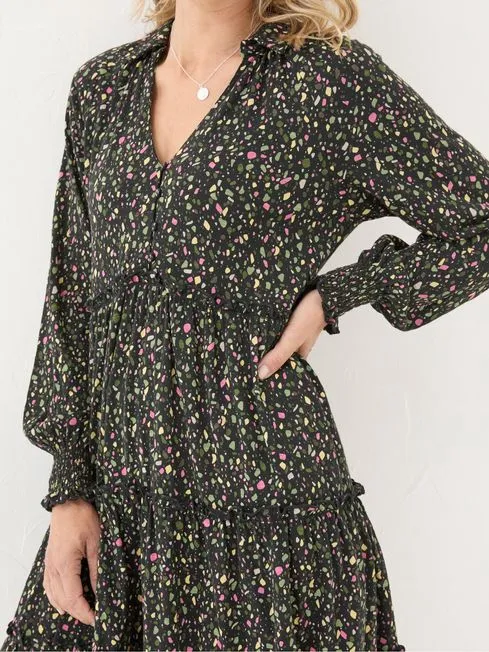 Women Fatface Dresses Ivana Black Ditsy Marks Dress