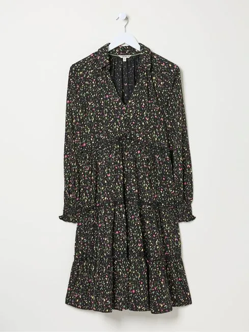 Women Fatface Dresses Ivana Black Ditsy Marks Dress