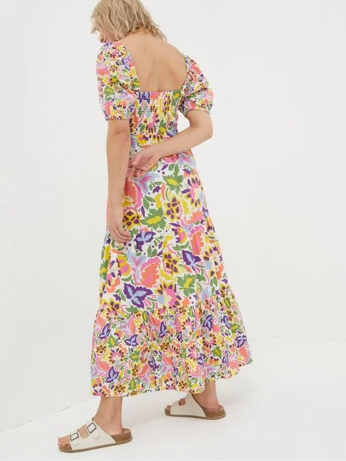 Women Fatface Dresses Natural Art Floral Midi Dress Women Fatface Dresses Natural Art Floral Midi Dress