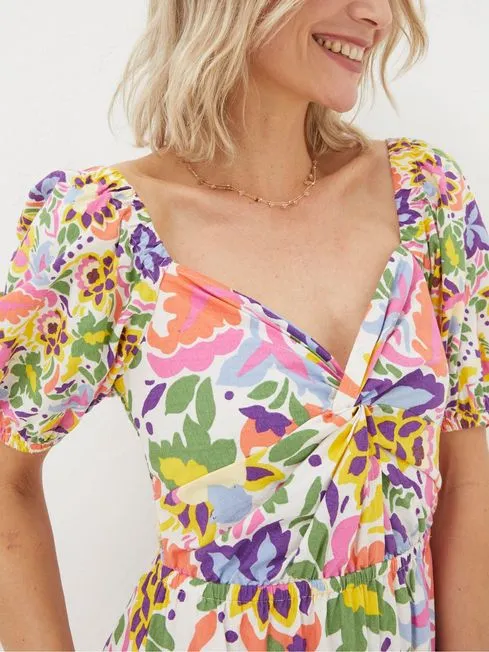 Women Fatface Dresses Natural Art Floral Midi Dress Women Fatface Dresses Natural Art Floral Midi Dress