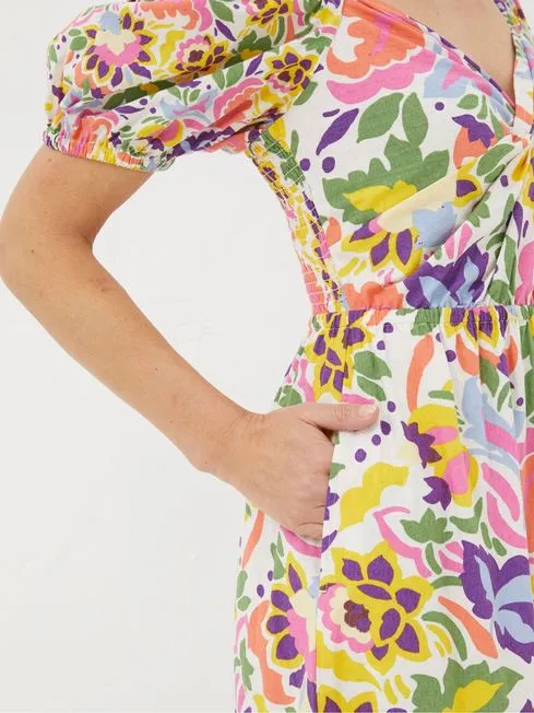Women Fatface Dresses Natural Art Floral Midi Dress Women Fatface Dresses Natural Art Floral Midi Dress