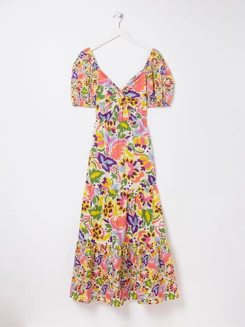 Women Fatface Dresses Natural Art Floral Midi Dress Women Fatface Dresses Natural Art Floral Midi Dress