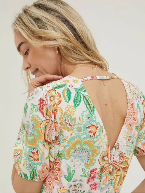 Women Fatface Dresses Natural Vivvie Paradise Floral Midi Dress Women Fatface Dresses Natural Vivvie Paradise Floral Midi Dress