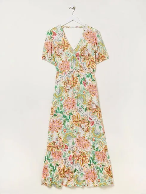 Women Fatface Dresses Natural Vivvie Paradise Floral Midi Dress Women Fatface Dresses Natural Vivvie Paradise Floral Midi Dress