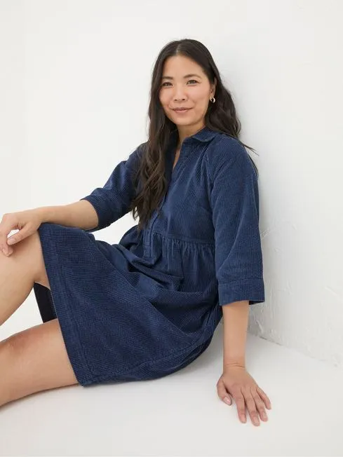 Women Fatface Dresses Sara Blue Bubble Cord Dress
