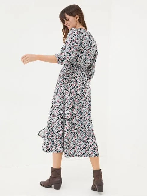 Women Fatface Floral Dresses Rene Black Wild Floral Midi Dress