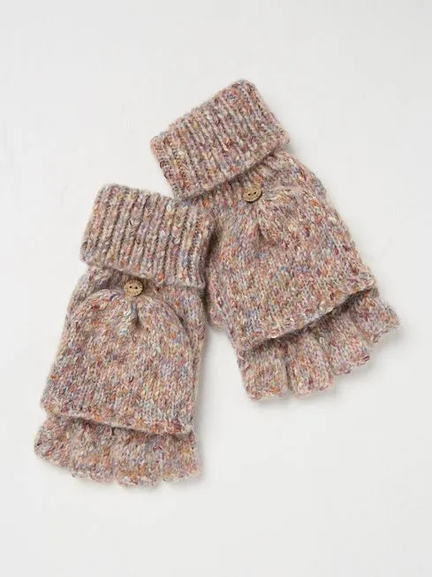 Women Fatface Gloves Natural Nep Overflap Gloves
