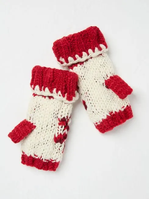 Women Fatface Gloves Red Snowflake Cuffs Women Fatface Gloves Red Snowflake Cuffs