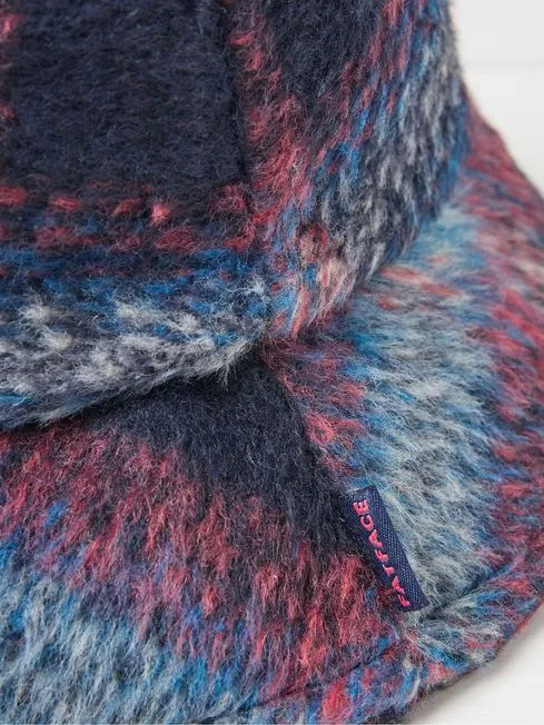 Women Fatface Hats Blue Check Bucket Hat