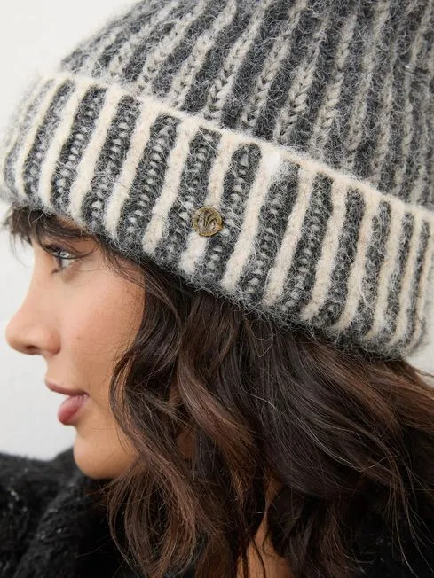 Women Fatface Hats Grey Plaited Rib Beanie Women Fatface Hats Grey Plaited Rib Beanie