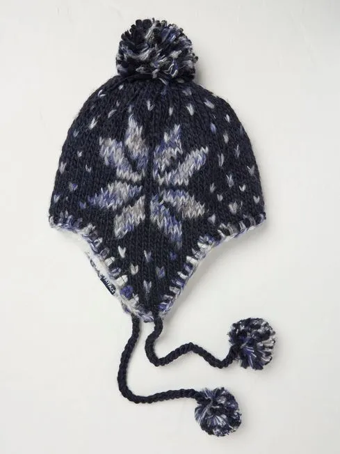 Women Fatface Hats Navy Snowflake Trapper Hat