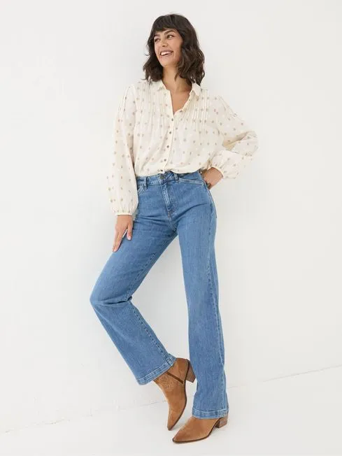 Women Fatface Jeans Elise Denim Vintage Wide Leg Jeans