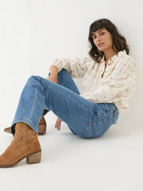 Women Fatface Jeans Elise Denim Vintage Wide Leg Jeans