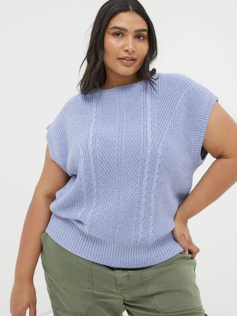 Women Fatface Knitwear Blue Iris Knitted Tank