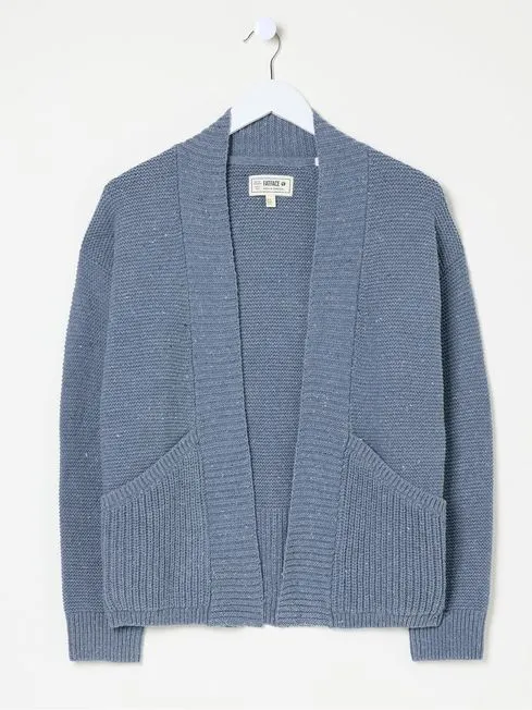 Women Fatface Knitwear Clara Blue Cotton Cardigan Women Fatface Knitwear Clara Blue Cotton Cardigan