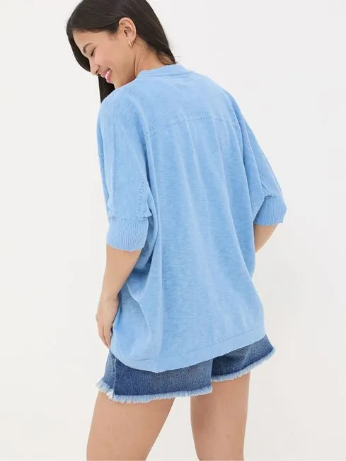 Women Fatface Knitwear Iris Blue Cocoon Edge Cardigan Women Fatface Knitwear Iris Blue Cocoon Edge Cardigan