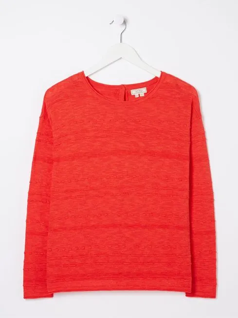 Women Fatface Knitwear Isabelle Red Cotton Linen Jumper