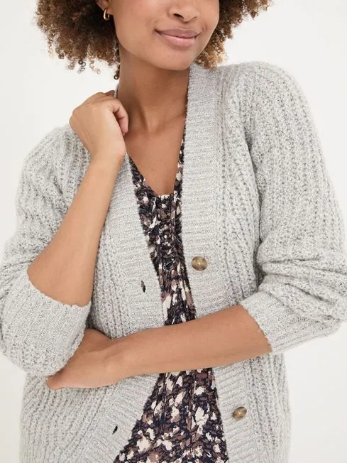 Women Fatface Knitwear Light Grey Alicia Cardigan Women Fatface Knitwear Light Grey Alicia Cardigan