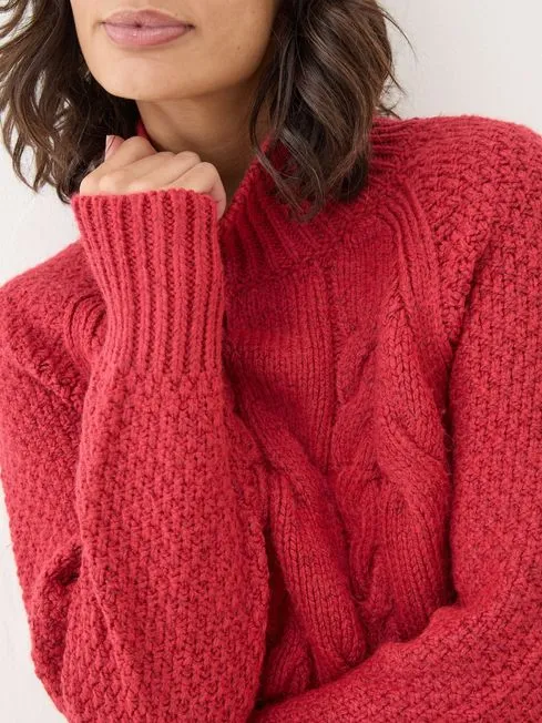 Women Fatface Knitwear Red Cali Cable Jumper Women Fatface Knitwear Red Cali Cable Jumper