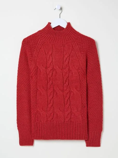 Women Fatface Knitwear Red Cali Cable Jumper Women Fatface Knitwear Red Cali Cable Jumper
