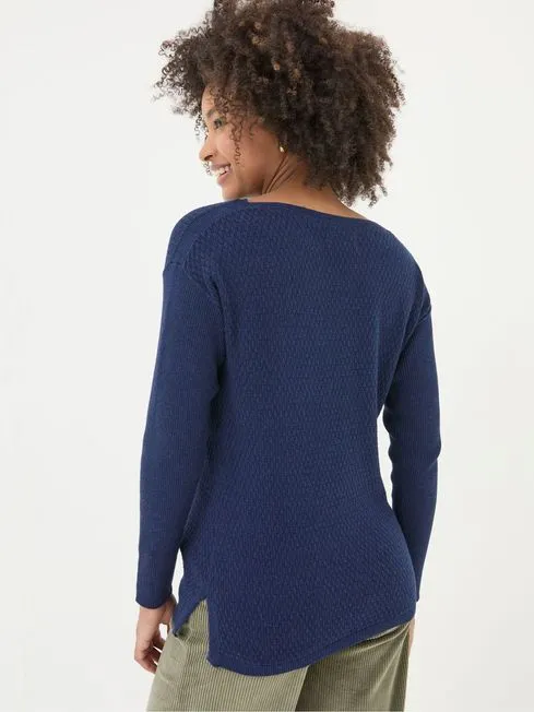 Women Fatface Knitwear Sophie Blue Boat Neck Jumper