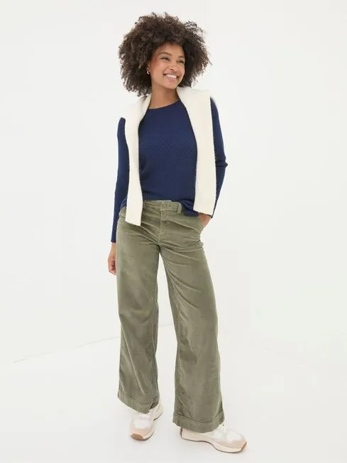 Women Fatface Knitwear Sophie Blue Boat Neck Jumper