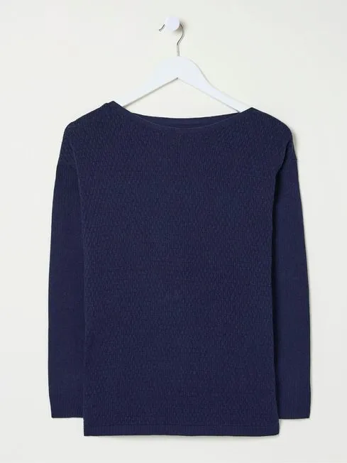 Women Fatface Knitwear Sophie Blue Boat Neck Jumper