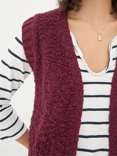 Women Fatface Knitwear Talia Red Pattern Waistcoat