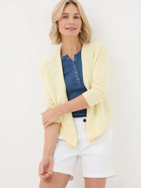 Women Fatface Knitwear Yellow Tie Front Cardigan