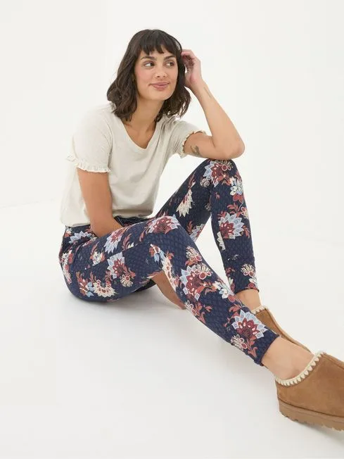 Women Fatface Loungewear Ellie Navy Patchwork Pyjama Bottoms