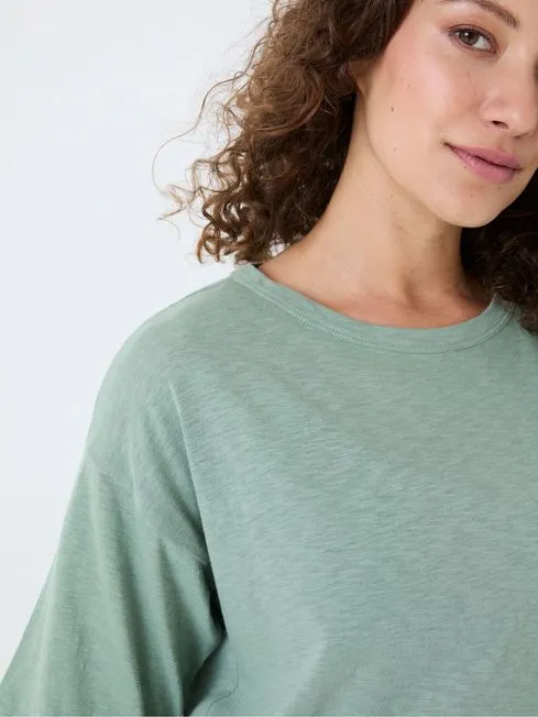 Women Fatface Loungewear Green Cotton Blend Boxy TShirt