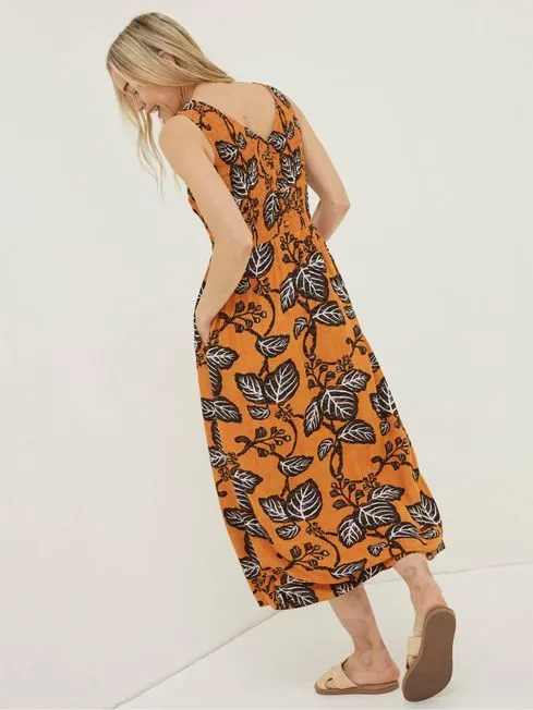 Women Fatface Midi Dresses Yellow Anna Vine Floral Midi Dress Women Fatface Midi Dresses Yellow Anna Vine Floral Midi Dress