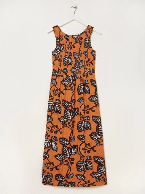 Women Fatface Midi Dresses Yellow Anna Vine Floral Midi Dress Women Fatface Midi Dresses Yellow Anna Vine Floral Midi Dress