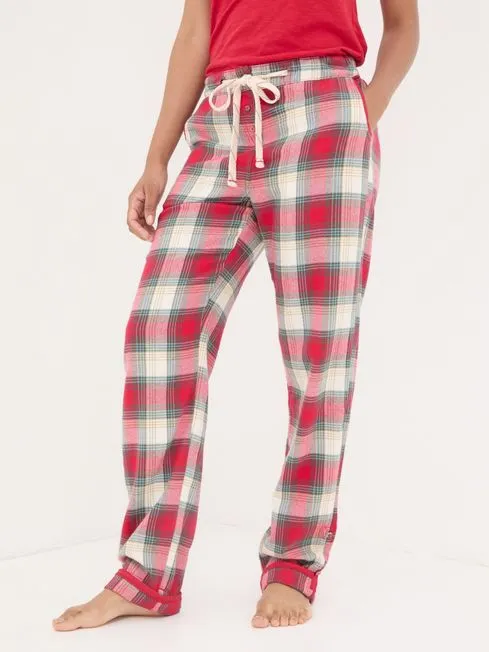 Women Fatface Pajamas and Nightwear Eva Red Check Pyjama Bottoms