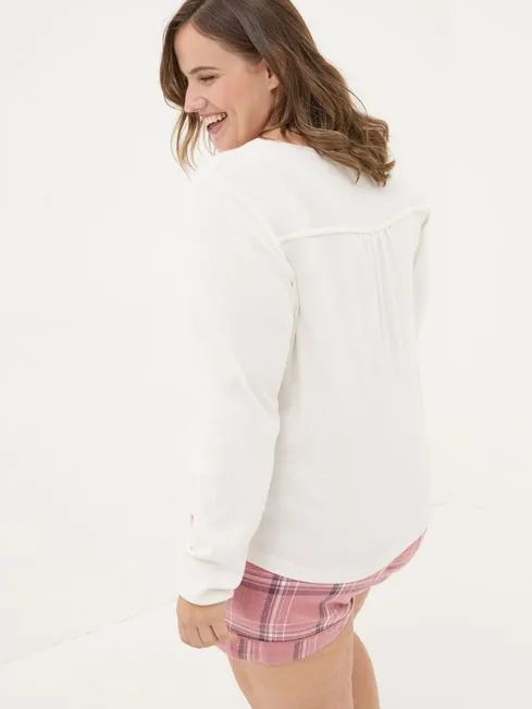 Women Fatface Pajamas and Nightwear Lila Ivory Henley Pyjama Top